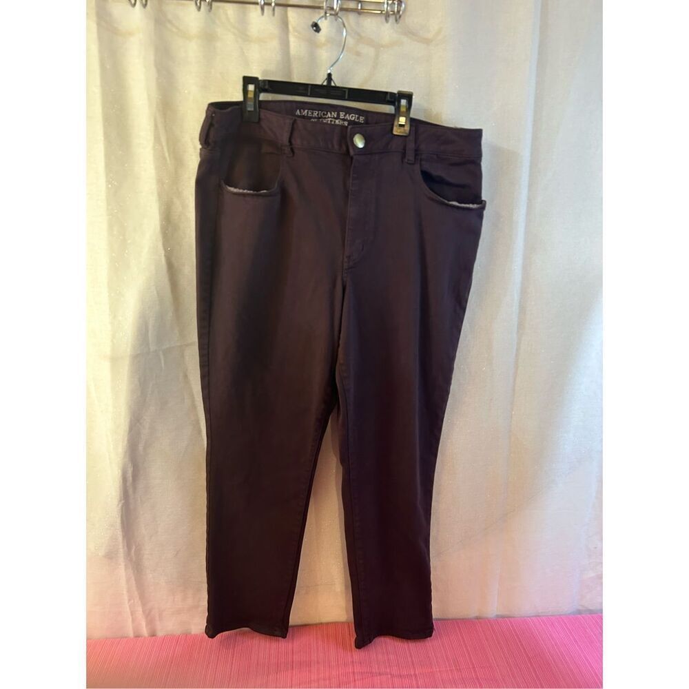 American Eagle high-rise jegging crop size 18 super stretch Burgundy Brown rn#54